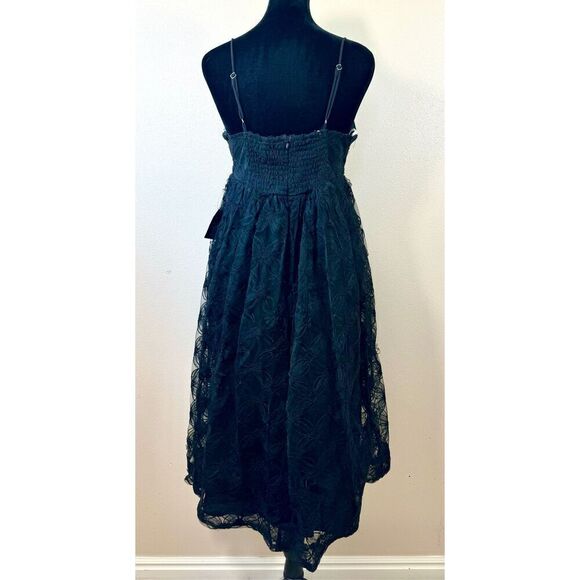 NWT Lulu's Radiate Elegance Black Floral Tulle Midi Dress - Picture 6 of 12